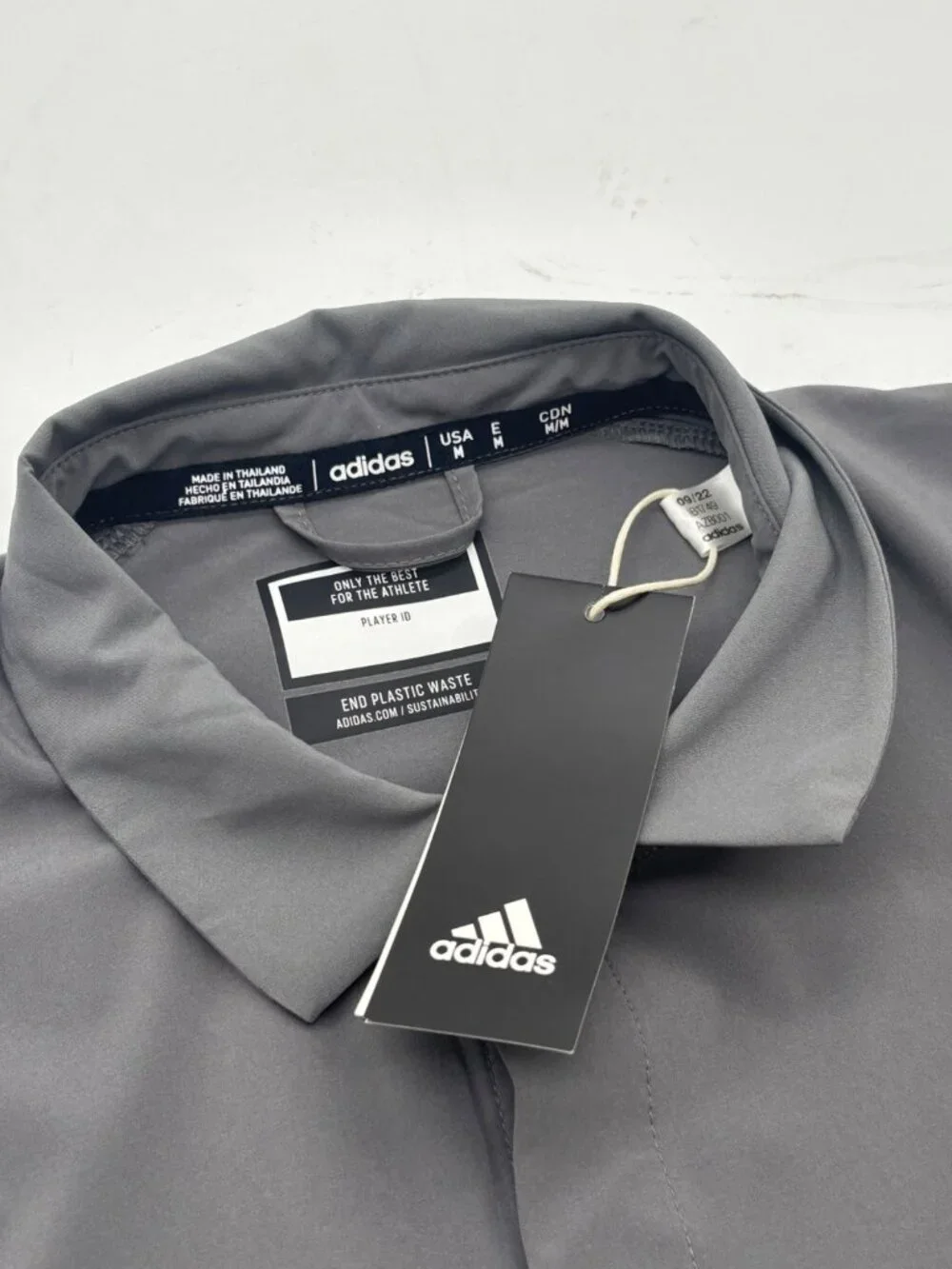 Adidas Men’s Short-Sleeve Button-Up  Polo Shirt, Sz. M, Gray-production Sample